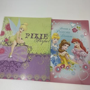 2 Disney Tinkerbell and Princess 2 Pocket Folder Portfolio 2007 Unused - Picture 1 of 11