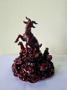 Große FENG SHUI CHINESISCHE STERNZEICHEN STATUE FIGUR rot Harz Glück Reichtum sammeln - Bild 1 von 11