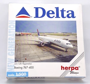 Herpa Wings 512480 - Delta Airlines Boeing 767-400 - 1:500 Scale Diecast NOB - Picture 1 of 12