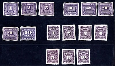 CANADA 1930-1965 POSTAGE DUES SC. #J6, J7, J9, J11-J14, J15-J20 NEVER HINGED - Image 1 of 2