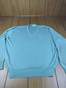 Vintage Izod V-Neck Pullover Sweater Green USA Made 100% Acrylic Mens XL - Picture 1 of 18