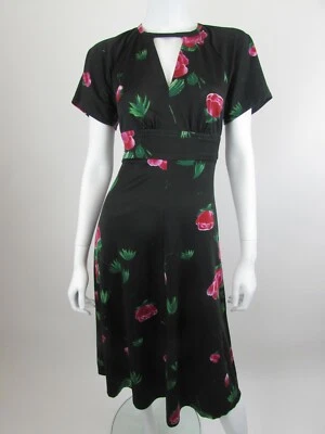 Vestido Floral Oscuro Vintage Años 60 70 Reino Unido 6/8 Foto 1 de 4