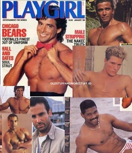 PLAYGIRL 1-89 HAIRY HUNK MICHAEL SHANE CHICAGO BEARS HART BOCHNER JANUARY 1989 - Picture 1 of 2