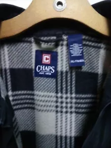 Chaps Men's BLACK Classic Fit Flannel Shirt Jacket Size 2XL 2-chest pockets $80 - Picture 1 of 7