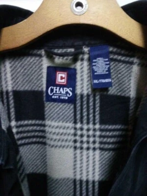 Chaps Men's BLACK Classic Fit Flannel Shirt Jacket Size 2XL 2-chest pockets $80 - Image 1 of 4