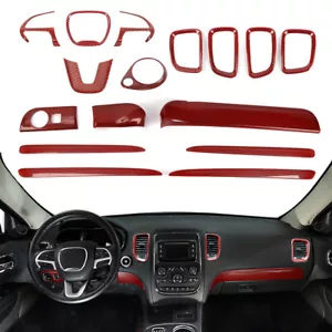 Juego completo de 16x rojo carbono decoración volante tablero moldura kit para Dodge Durango 11+ - Imagen 1 de 15