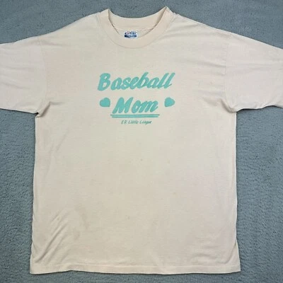 Camisa Hanes Vintage Adulto Extra Grande Rosa Béisbol Mamá Logo Deletrear Camiseta 50/50 Foto 1 de 4