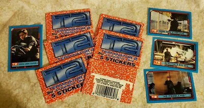6 sealed packs NEW T2 Terminator 2 Judgement Day collectible stickers +4 loose - Image 1 of 2