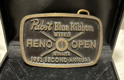 Vintage 1982 DynaBuckle Pabst Blue Ribbon “Reno Open Weekly Winner” - Image 1 of 4