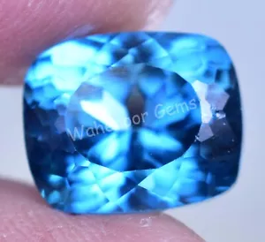 Natural Blue Zircon 7.95 Ct Cushion Stunning Certified Cambodian Gemstone - Picture 1 of 7