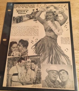 BETTY GRABLE - Página vintage de recortes originales - Página de 2 caras - Imagen 1 de 2