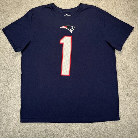 New England Patriots Shirt Mens Extra Large #1 Cam Newton Jersey Crew Tee Nike Cover