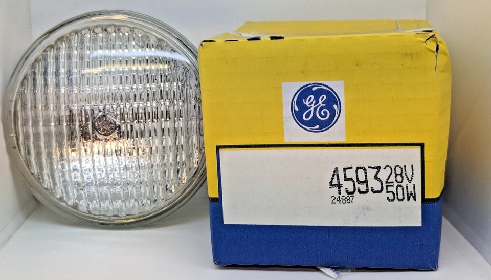 GE 4593 28V 50W #24887 Seal Beam PAR36 Screw Terminals Aircraft Light Bulb - Image 1 of 1
