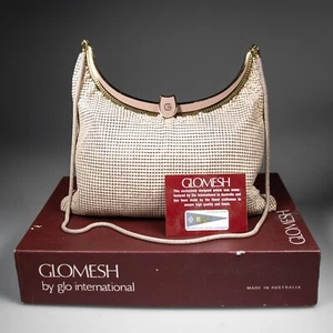 Vintage GLOMESH crescent / half moon shoulder bag - in original box - cinnamon - Picture 1 of 9