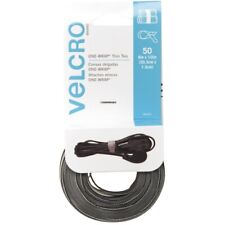 Velcro Brand One-Wrap Pre-Cut Thin Ties, 0.5" X 8", Black/Gray, 50/Pack