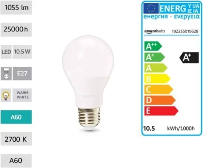 LED E27 Edison Screw Bulb, 10.5 W equivalent 75W , Warm White, Dimmable  pk of 6 - Image 1 of 4