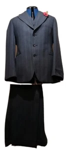 Vintage 1970s Burton Tailored 3Pc Blue/Grey Pinstriped Suit. - Picture 1 of 11