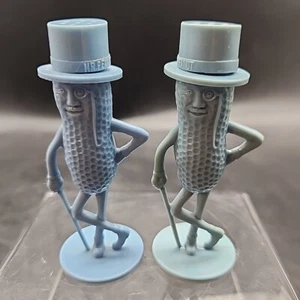 Vintage 1950’s Salt N Pepper Shakers PLANTERS MR PEANUT Light Blue Plastic 3” - Picture 1 of 8