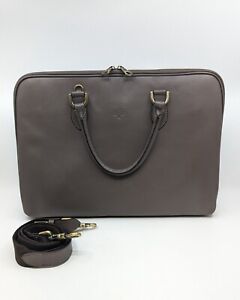 Mulberry Taupe Leather Zip Top Computer Messenger Bag
