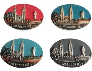 Handmade Lot Bulk Set of 4 Refrigerator Magnet Our Lady From Medjugorje 2.6 inc - Picture 1 of 7