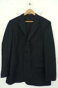 PERRY ELLIS Mens Size 42R Black Striped Blazer Sport Coat Dress Jacket - Picture 1 of 7