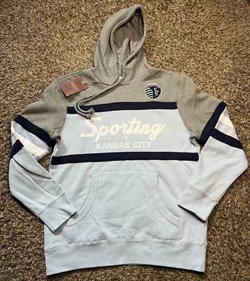 NEW Mitchell & Ness Sporting Kansas City MLS Head Coach Hoody Sweatshirt (Large) - Image 1 of 4