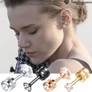 PAIR Surgical steel CZ Crystal Ear Studs Earrings Tragus For Women Men Teen Girl - Picture 1 of 7