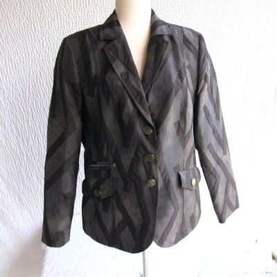 Blazer Basler Patchwork 42 12 Chaqueta Gris Marrón Broches Completamente Forrados a Piezas F44 Foto 1 de 4