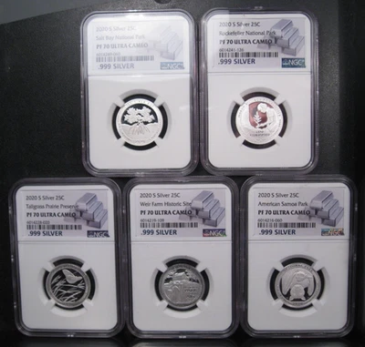 All 5 Silver Ultra Cameo Proof 2020-s Quarters NGC PF70 UC. #50 - Image 1 of 4