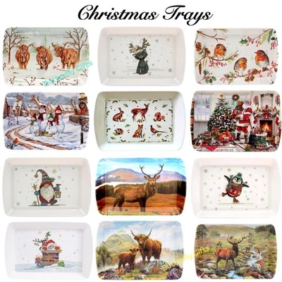 Leonardo Christmas Tray Coffee Tea Serving Tray Santa Robin Reindeer Small - Image 1 of 4