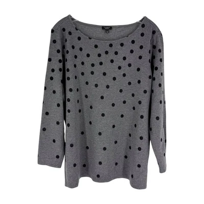 Talbots Blouse Womens Size 2X P Gray Stretch Knit Velvet Polka Dot Casual - Image 1 of 4