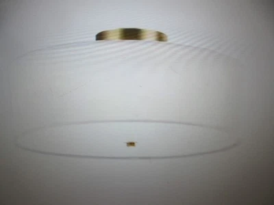 Globe Kyle 15,9 pulgadas Montaje semi-al ras de latón mate de 2 luces con pantalla de lino blanco Foto 1 de 4