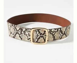 anthropologie Wide Square Buckle Belt Faux Snakeskin Size XS - Picture 1 of 7