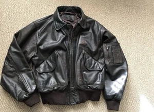 Alpha Industries Brown Leather Bomber Jacket Rare Vintage - Picture 1 of 6