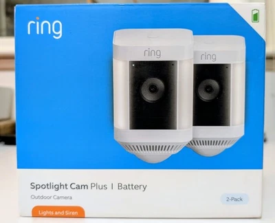 Ring Spotlight Cam Plus Camera Indoor/Outdoor Wireless Pack of 2 Battery New!!!! - Image 1 of 4