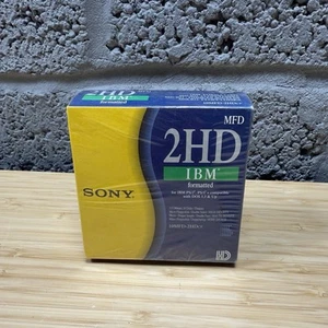 Sony 2HD MFD Sealed Box of 10 3.5” IBM Formatted Disks 1.44MB High Density DS - Picture 1 of 9