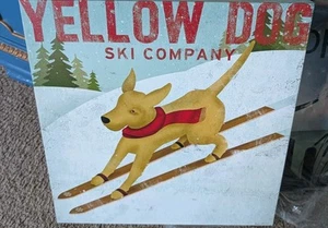 Yellow Dog Ski Company Yellow Labradors by Ryan Fowler 16x16 Stretched Canvas - Picture 1 of 2