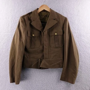 Vintage 60s USMC Mens Military Style Wool Jacket Brown 38R Button Front - Picture 1 of 8