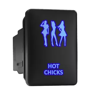 Interruptor retroiluminado LED HOT CHICKS azul pulsador corto 1,28"x 0,87" (ajuste: Toyota) - Imagen 1 de 6