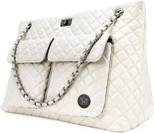 New Badgley Mischka Diana Vegan Leather Tote Weekender Women's Bag White - Picture 1 of 10
