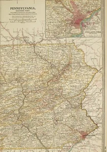 1903 ANTIQUE MAP PENNSYLVANIA EASTERN PART PHILADELPHIA CITY PLAN SULLIVAN   - Picture 1 of 7