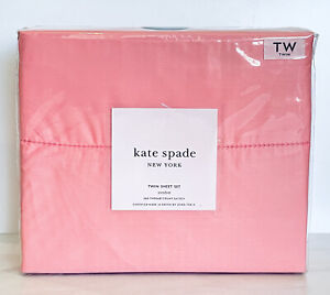 Kate Spade NY Twin Weston Coral Pink 3pc Sheet Set 100% Cotton Sateen 300 TC