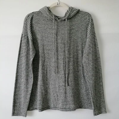 Lucky Brand Los Angeles Womens Gray Drop Shoulder Stripe Pullover Hoodie Sz S/P - Image 1 of 4
