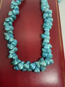 Vintage Sterling Silver Antique Turquose Trochus Shell Necklace Tasmanian - Picture 1 of 5