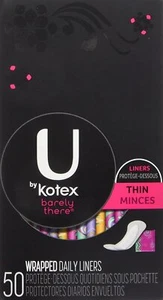 U by Kotex Everyday Liners Regular Absorbency Thin and Flexible 50 Ct Pack of 12 - Picture 1 of 3