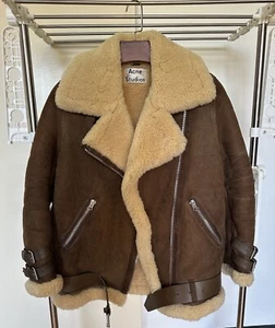 Acne Studios Velocite Shearling Leather Jacket Suede Brown Size 34(165/80A) - Picture 1 of 23