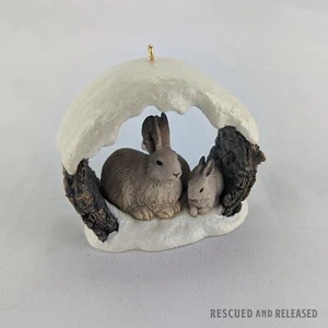 Hallmark Keepsake 2x2-inch Ornament Snowshoe Rabbits in Winter Christmas 1997 - Picture 1 of 8