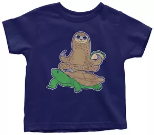 Camiseta Perezosa Montar Tortuga Niño Pequeño Divertida Animal Humor Regalo - Imagen 1 de 6