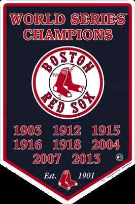 BOSTON RED SOX SIGN 12" X 18" EMBOSSED METAL BANNER WORLD SERIES CHAMPIONS 2013 - Image 1 of 4
