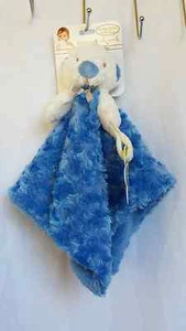 BLUE BABY BLANKET & BEYOND NEON WHITE BEAR CUB SECURITY SHOWER LOVIE LOVEY NUNU - Picture 1 of 3